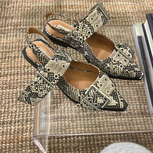 Steve Madden Snakeskin Buckle Slingback Flats
